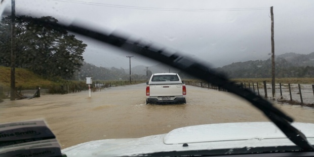Flooding in Whangaruru yesterday. Photo / L Smith