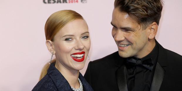 Actress Scarlett Johansson and her partner Romain Dauriac. Photo / AP