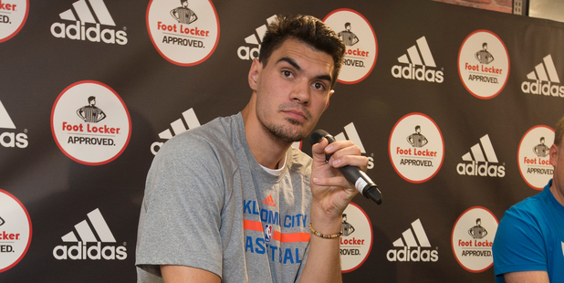 Steven Adams at the shoe store signing session. Photo / Brett Phibbs