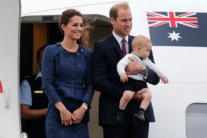 The Duke and Duchess of Cambridge, with Prince George, with the news there's one more on the way.
Photo / Mark Mitchell