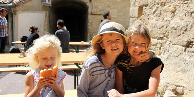 Francesca, Isabella and Madeleine Wright. The Wright family lived in the South of France for a year.