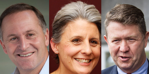 John Key. Photo / supplied by National Party, Internet Party leader Laila Harre. Photo / Chris Gorman, Leader of the opposition, David Cunliffe. Photo / Michael Craig