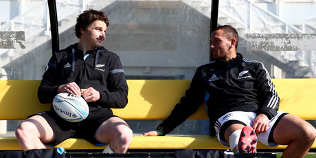 Aaron Cruden's absence has gifted Beauden Barrett (L) his second start in an All Blacks jersey this morning. Photo / Getty Images