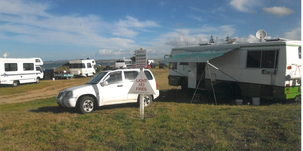 ON SHAKY GROUND: Illegal campers on the council reserve at Tokerau Beach this month.PHOTO/SUPPLIED