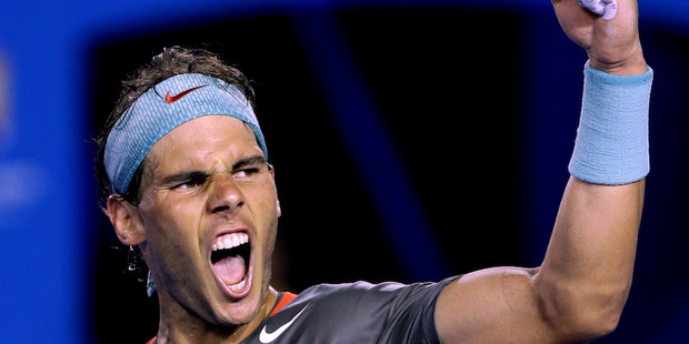 Rafael Nadal of Spain celebrates after defeating Roger Federer. Photo / AP
