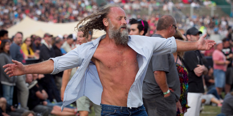 A man dances at the Big Day Out. Photo / Natalie Slade
