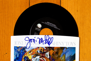 Signed copy of Joni Mitchell's Shiny Toys on vinyl. Photo / Babiche Martens.