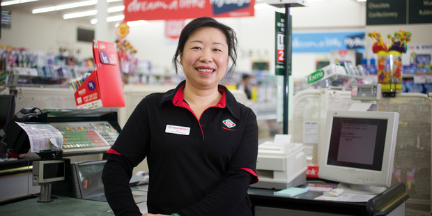 Solo mum Misty Leong who found a job at the Devonport New World supermarket with the support from Work and income and InnWork NZ. Photo / Greg Bowker