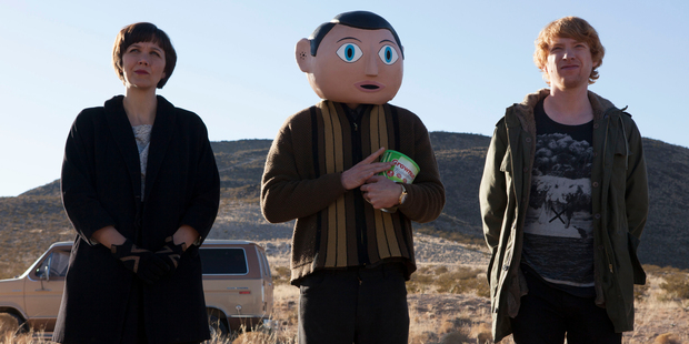 Maggie Gyllenhaal, Michael Fassbender, and Domhnall Gleeson in 'Frank' directed by Lenny Abrahamson. Photo / AP