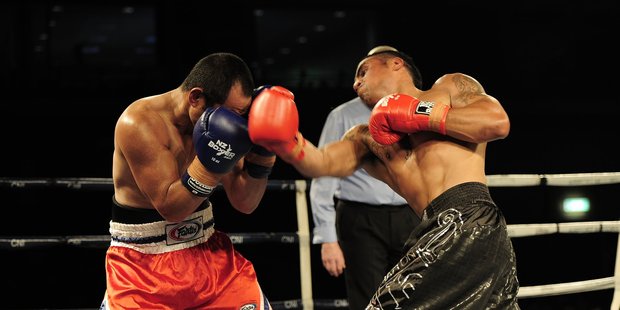 The biggest fight in Gunnar Jackson's (right) professional boxing career is back on. Photo / George Novak