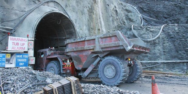 Truck heads underground at OceanaGold Heritage and Art Park at Macraes Flat, East Otago.