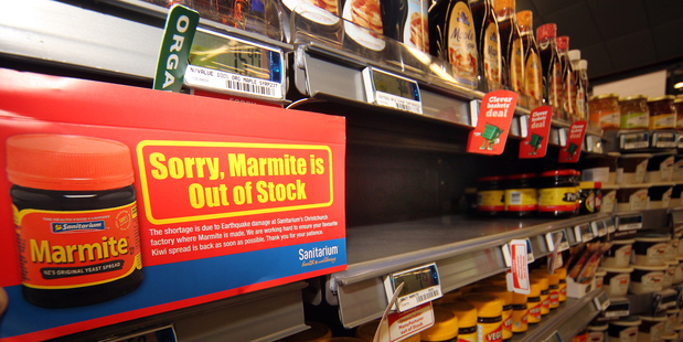 Stocks of Marmite ran dry in early 2012 after quake damage at Sanitarium's Chch factory required the facility to be shut down for repairs. Photo / APN