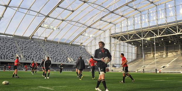 The All Blacks train at Forsyth Barr Stadium Dunedin. Photo / ODT