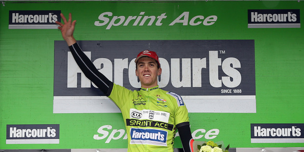 Tom Scully was contesting a sprint for the New Zealand team at the RAS Tour of Ireland in 2010 when he crashed into a lamp-post. Photo / Getty Images