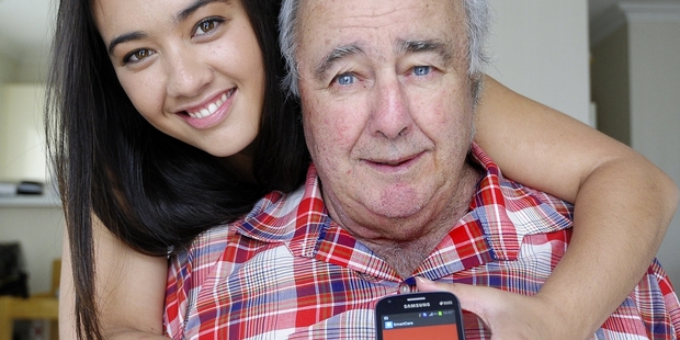 Maria Johnston and her father Norman Twidle with the new system designed to make the "small stuff" in life possible. Photo/George Novak