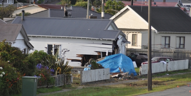 The car crashed into a bedroom vacated just hours before. Photo / Greymouth Star