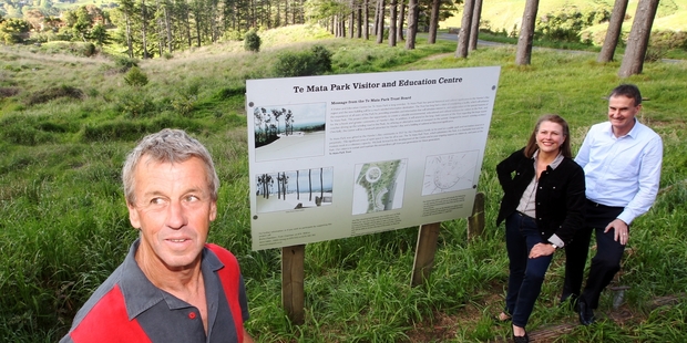 EXCITING TIMES: Bruno Chambers (left), Katherine Halliday and Dave Sawers, of the Board of Trustees, are hoping money raised through the Te Mata events programme will bring the reality of the Visitor and Education Centre a step closer. PHOTO/PAUL TAYLOR HBT132934-02