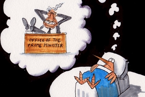 The change in attitude is further evidence the PM will do whatever it takes to secure a third term for National. Cartoon / Guy Body