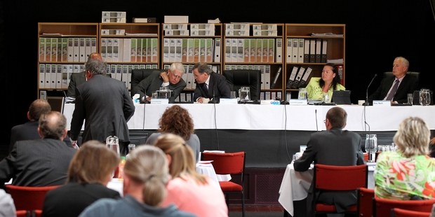 UNDER CONSIDERATION: Last-minute agreements on some environmental issues were put before the Ruataniwha board of inquiry, which was sitting in Waipawa, at the end of its final hearing day on Tuesday. PHOTO/DUNCAN BROWN HBT140902-02