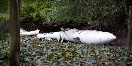 The glider which crashed on a rural property in Drury. Photo / Natalie Slade
