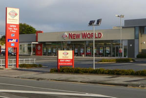 Oamaru New World in south Oamaru was open for business as usual after four staff were confronted by an armed burglar. Photo / David Bruce