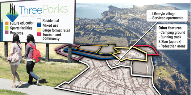 Artists impression of the Three Parks development planned for Wanaka. ODT graphic / Mathew Patchett