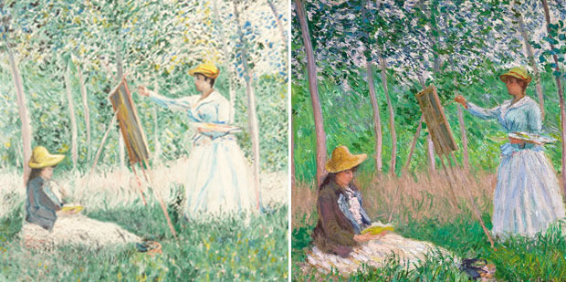 Can you spot the forgery? One of these paintings is 'In the woods at Giverny' by Claude Monet. The other is a fake by infamous forger Elmyr de Hory.