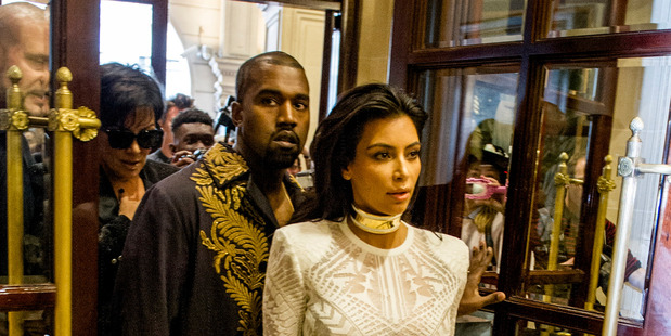 Kim and Kanye arrive at the Balmain show during Paris fashion week. Photo / NZ Herald
