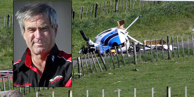 Peter Robb (inset) died after his helicopter crashed near Wanganui today. Photo / Stuart Munro