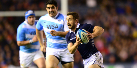 Greig Laidlaw of Scotland break free of the Argentina back row to set up a try. Photo / Getty Images