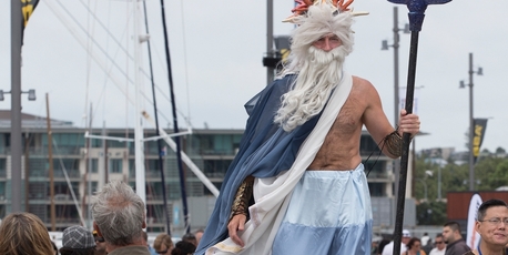 Neptune makes his way through the Auckland Seafood Festival. Photo / Brett Phibbs