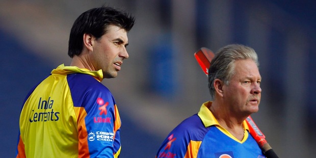 Stephen Fleming, left, has been tipped as a possible successor to Andy Flower on the back of his work in the IPL. Photo / Getty Images
