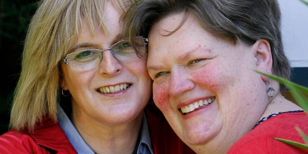 Kelly Ellis (left) had to end her marriage to Kelly Ewing in order to change her gender, but now they are remarrying. Photo / Kenny Rodger