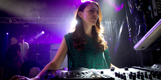 DJ Jacinda Ardern on stage in the Red Bull Thunderdome at Laneways Festival. Photo / Sarah Ivey