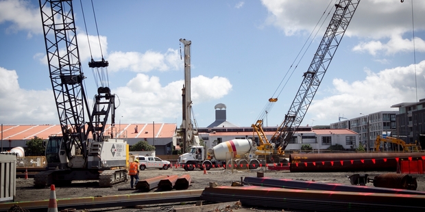 Fletcher Construction is hard at work on the Halsey St / Fanshawe St site. Photo / Natalie Slade