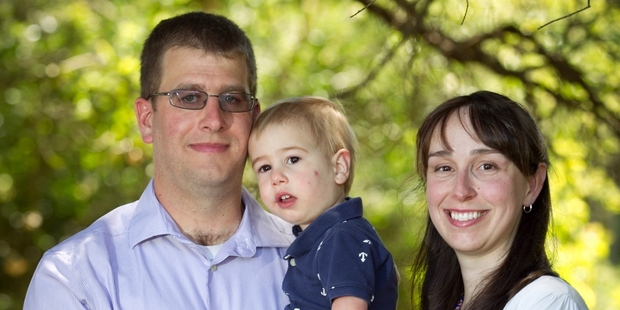 Bryan Smith and Jane Silloway Smith - pictured with son Edmund - are expecting a second child in April. Photo / Natalie Slade