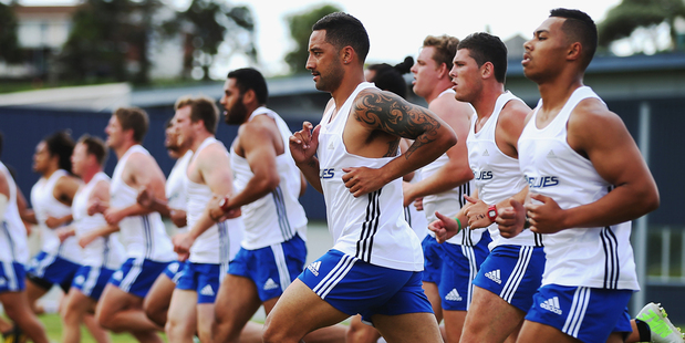 Benji Marshall of the Blues takes part in fitness testing during an Auckland Blues Super Rugby pre-season training session. Photo / Getty Images.