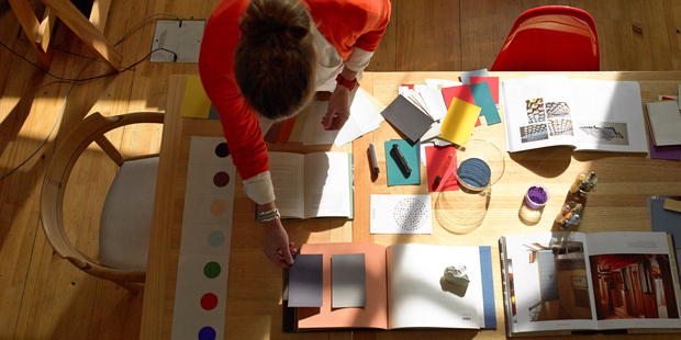 Katie Lockhart loves the work of Drikolor's Rachel Lacy, shown at work in her studio above. Photo / Babiche Martens.