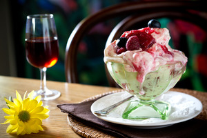 The rhubarb and raspberry Eton mess dessert on the menu at Queenie's restaurant. Photo / Babiche Martens.