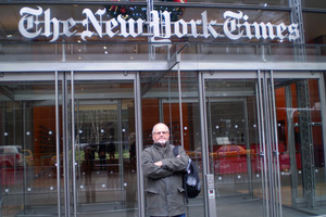 The writer outside The New York Times office. Photo / Wynne Gray