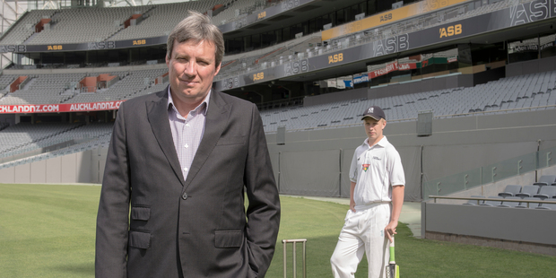 Martin Snedden and aspiring cricketer Ross Ter Braak team up at Eden Park. Photo / Ted Baghurst