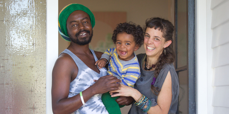 Francois Byamana and Cassandra Barnett, with 16-month-old Izuba, could afford heating in only one room last winter. Photo / Richard Robinson