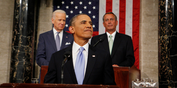 President Barack Obama arrives to deliver the State of Union address. Photo / AP