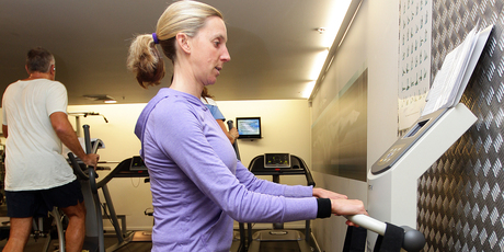 Fleur Bromley vibration training at The Exercise Room, Parnell, Auckland. Photo / Doug Sherring