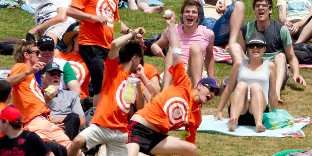 Cricket fans now have two chances to grab a $100,000 one-handed catch with Tui upping the ante at the final match of the Black Caps series. Photo / Christine Cornege.