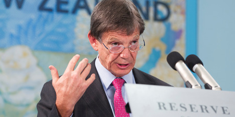 Reserve Bank Governor Graeme Wheeler announcing his monetary policy statement in Wellington. Photo by Mark MItchell.
