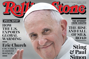 Pope Francis on the front of Rolling Stone magazine.