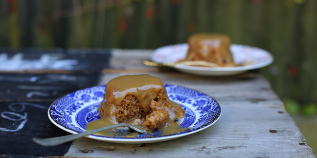 Sticky apricot and almond butter puddings. Photo / Eleanor Ozich.