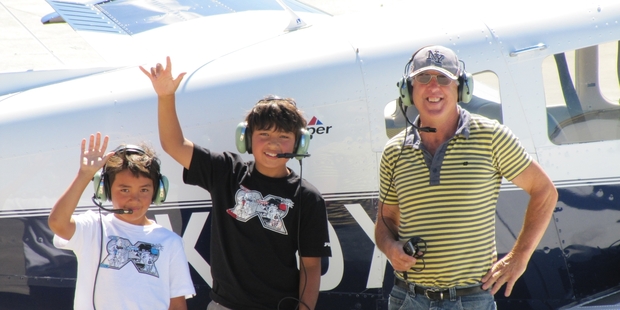 Raakaha Kanohi, 12, Teina Kanohi, 14, and Teina's big buddy, Lawrence Stanaway.