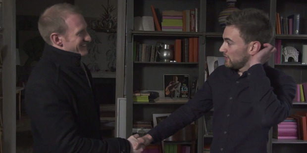Jonny Benjamin, right, meets Neil Laybourn.
